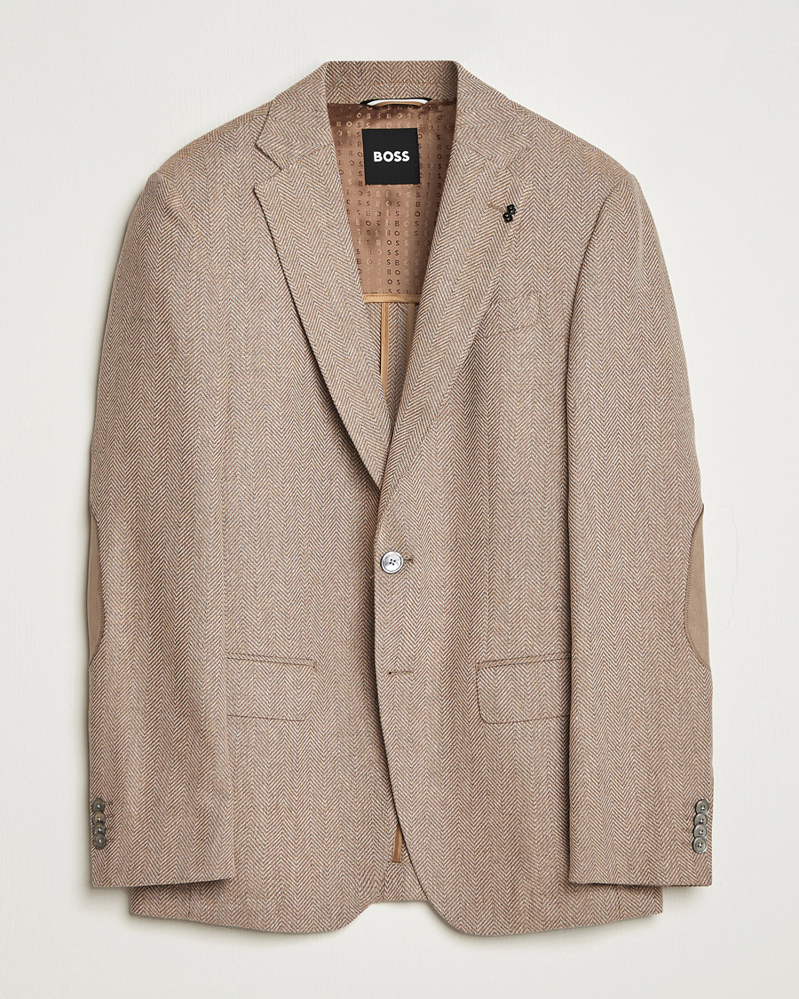 Men | Blazers | BOSS BLACK | Huston Herringbone Blazer Medium Beige