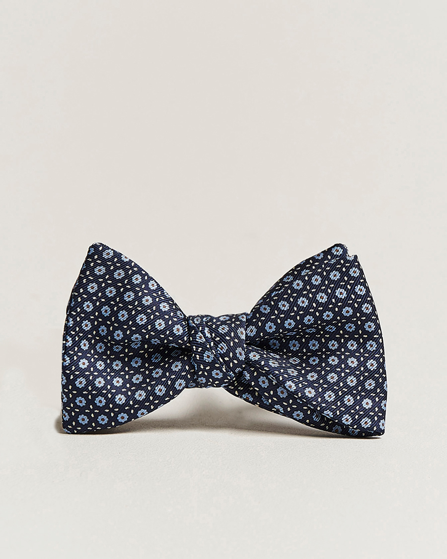 Men | E. Marinella Printed Silk Bow Tie Navy | E. Marinella | Printed Silk Bow Tie Navy