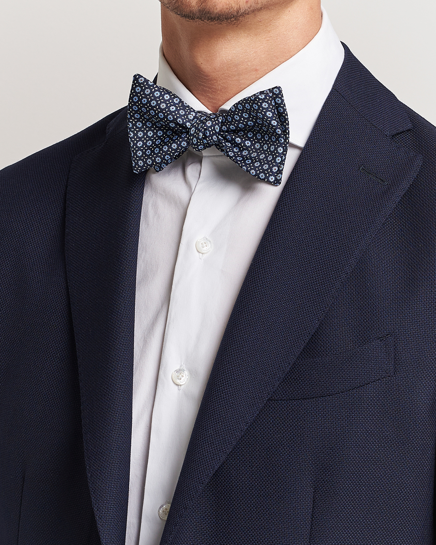 Men | E. Marinella Printed Silk Bow Tie Navy | E. Marinella | Printed Silk Bow Tie Navy