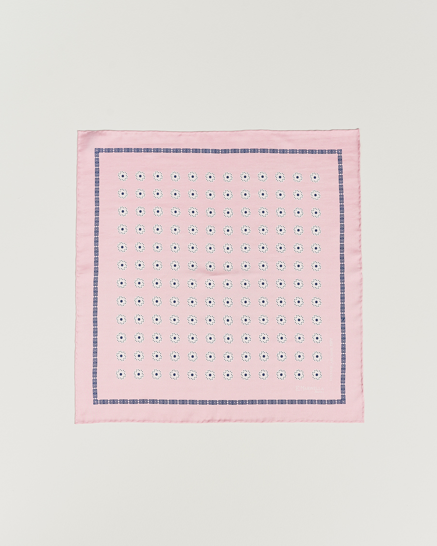 Men | Pocket Squares | E. Marinella | Printed Silk Pocket Square Pink