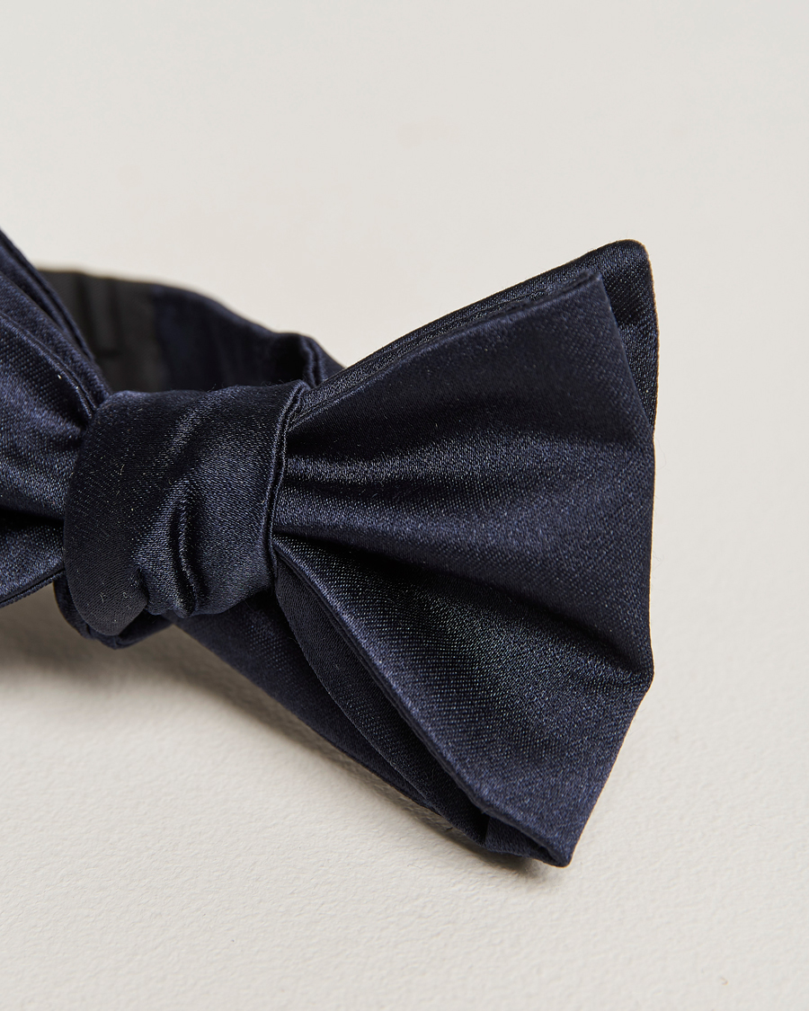 Men | E. Marinella Silk Bow Tie Navy Satin | E. Marinella | Silk Bow Tie Navy Satin