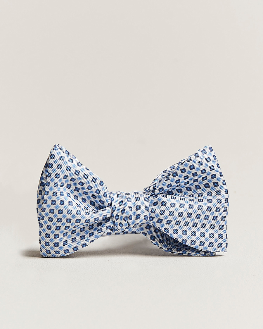 Men | E. Marinella Silk Bow Tie White/Blue | E. Marinella | Silk Bow Tie White/Blue
