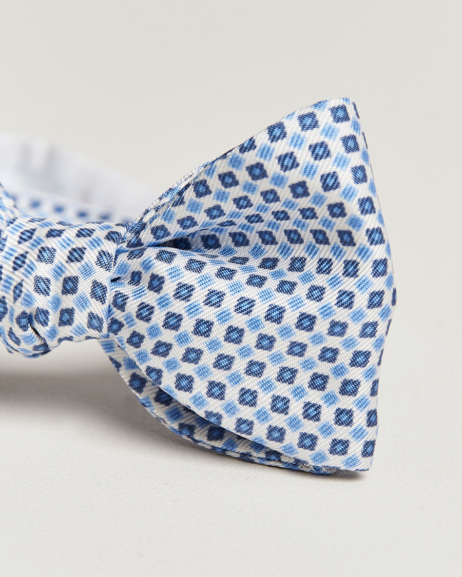 Men | E. Marinella Silk Bow Tie White/Blue | E. Marinella | Silk Bow Tie White/Blue