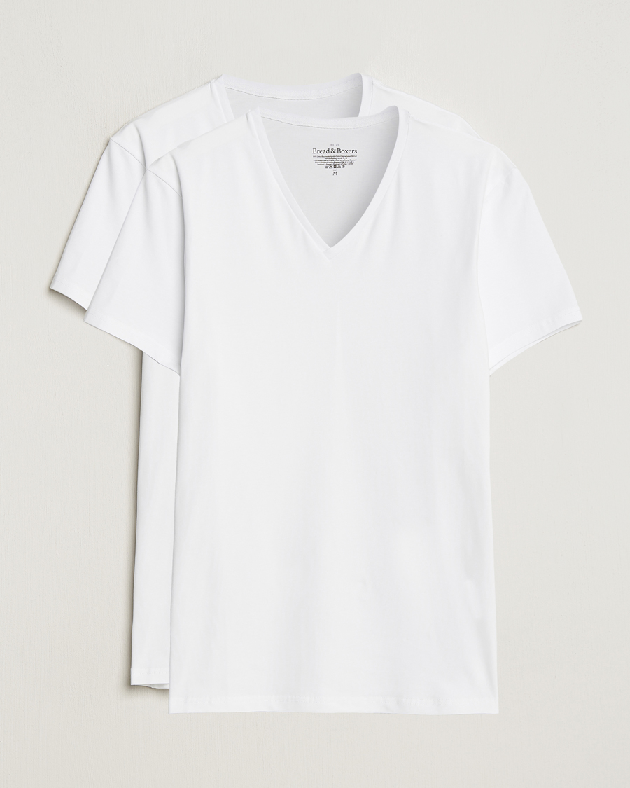 Men | T-Shirts | Bread & Boxers | 2-Pack V-Neck T-Shirt White