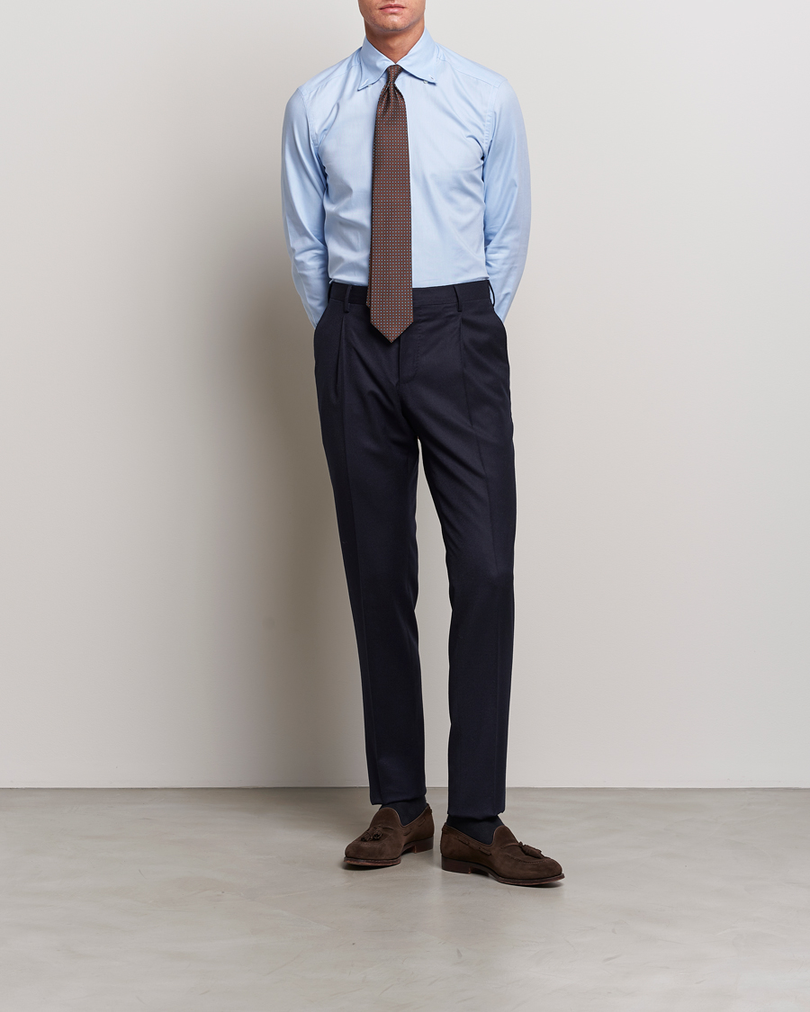 Men | Shirts | Mazzarelli | Soft Washed Button Down Oxford Shirt Light Blue