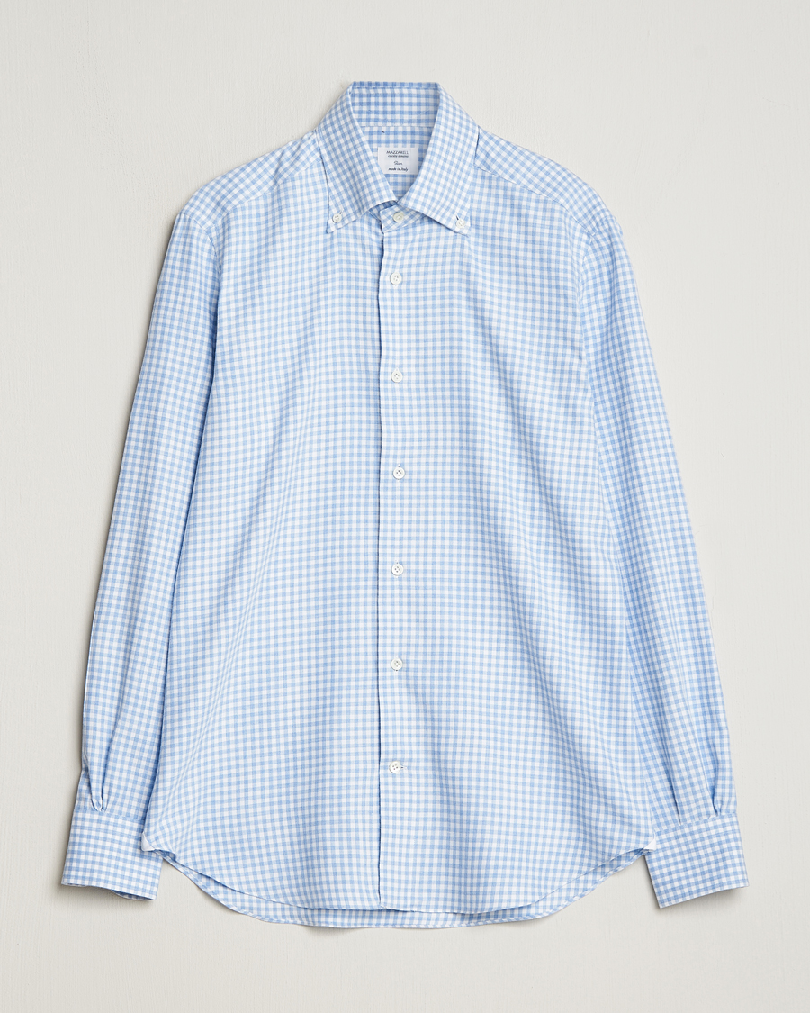 Men | Shirts | Mazzarelli | Soft Button Down Flannel Shirt Light Blue