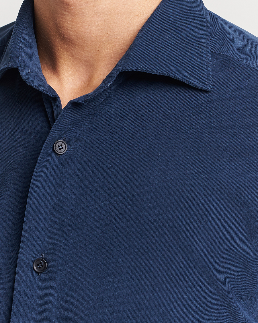 Men | Shirts | Mazzarelli | Soft Corduroy Shirt Navy