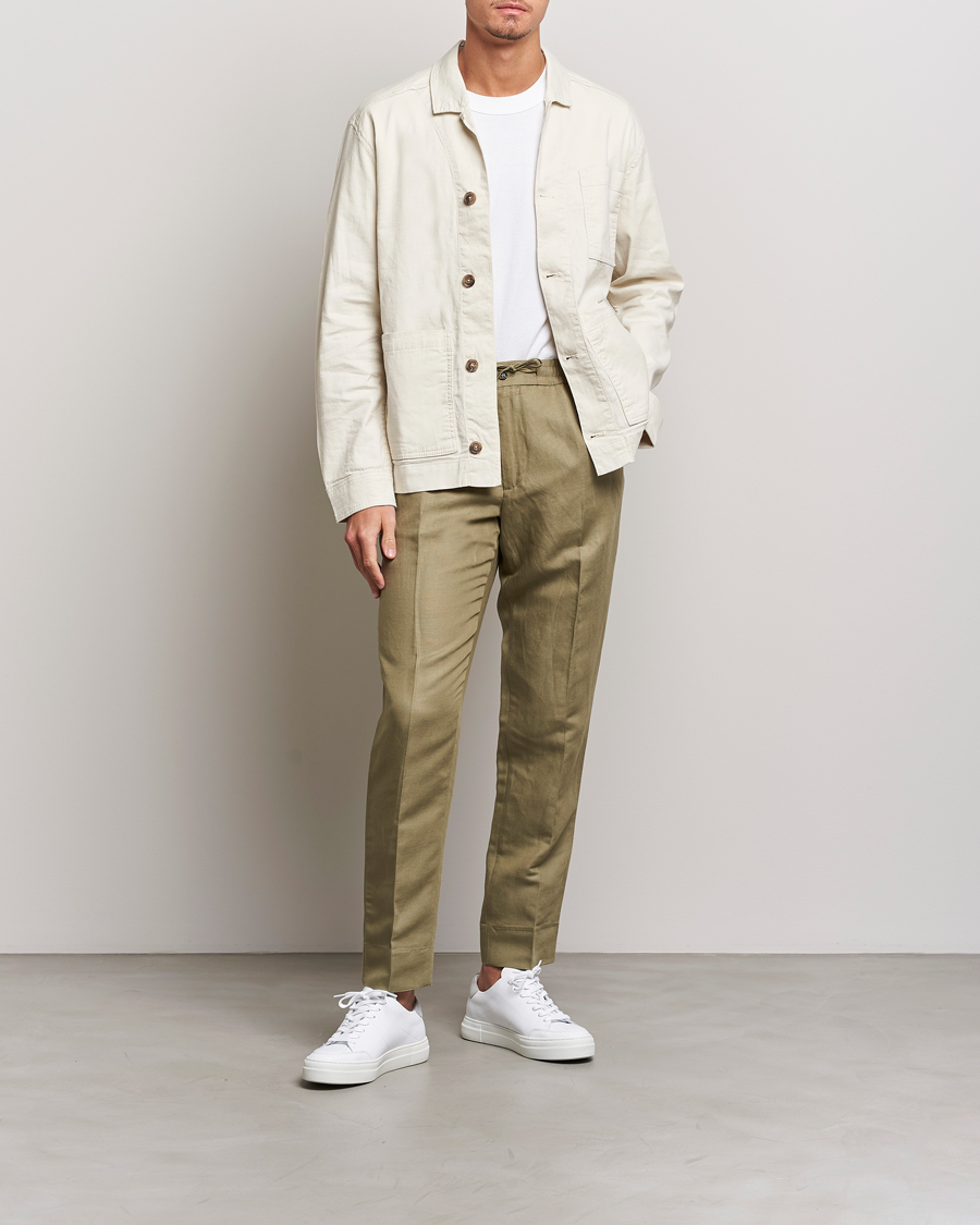 Men | Trousers | J.Lindeberg | Baron Tencel/Linen Trousers Aloe