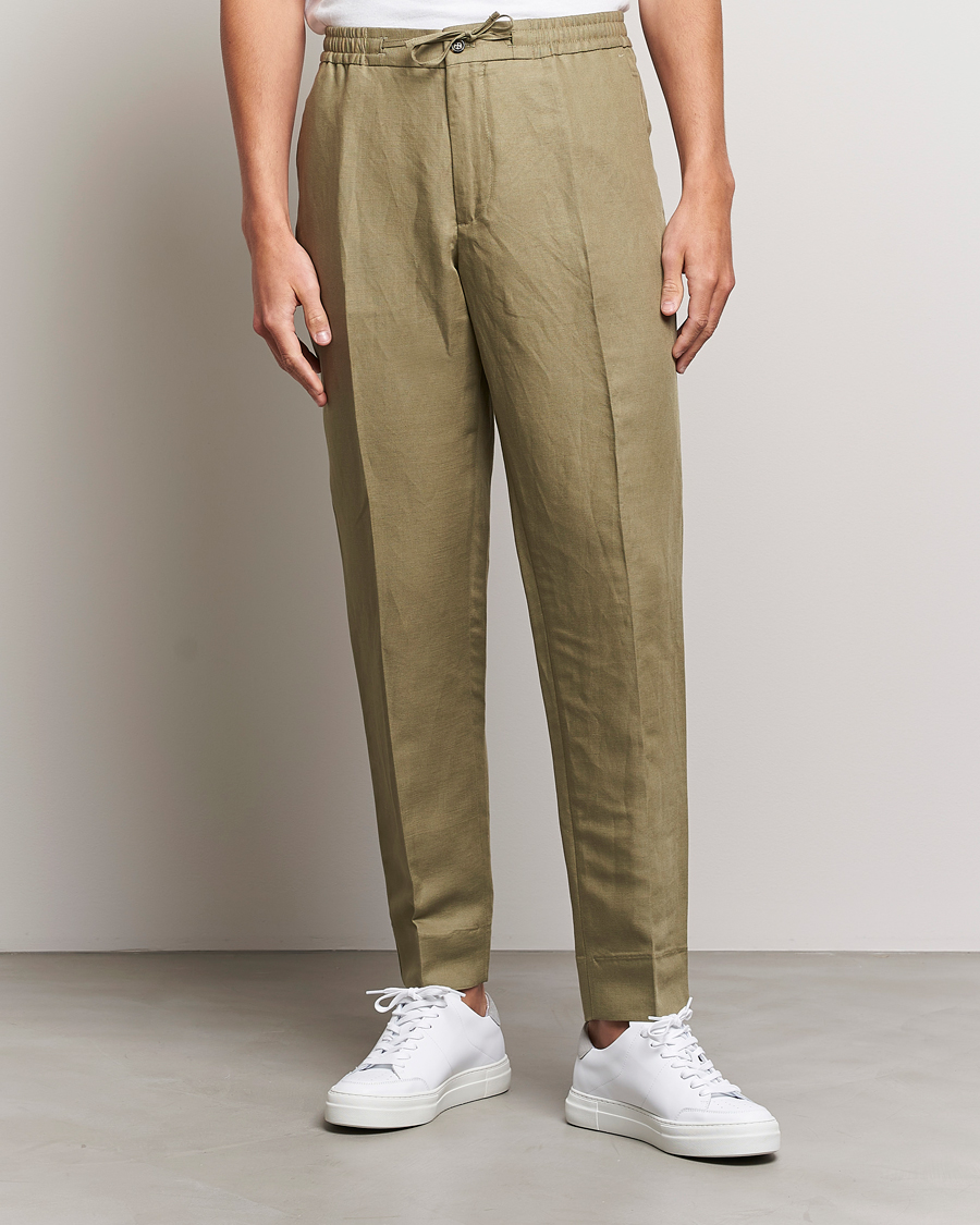 Men | Trousers | J.Lindeberg | Baron Tencel/Linen Trousers Aloe