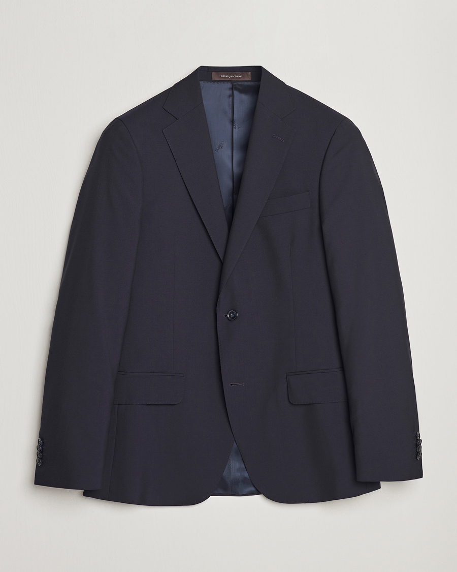 Men | Blazers | Oscar Jacobson | Edmund Wool Blazer Navy