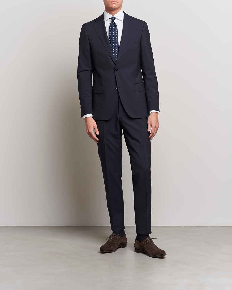 Men | Blazers | Oscar Jacobson | Edmund Wool Blazer Navy