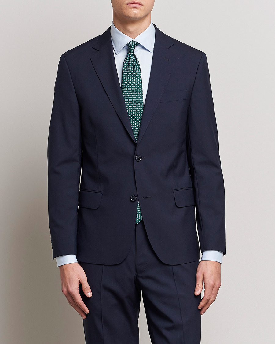 Men | Blazers | Oscar Jacobson | Edmund Wool Blazer Blue