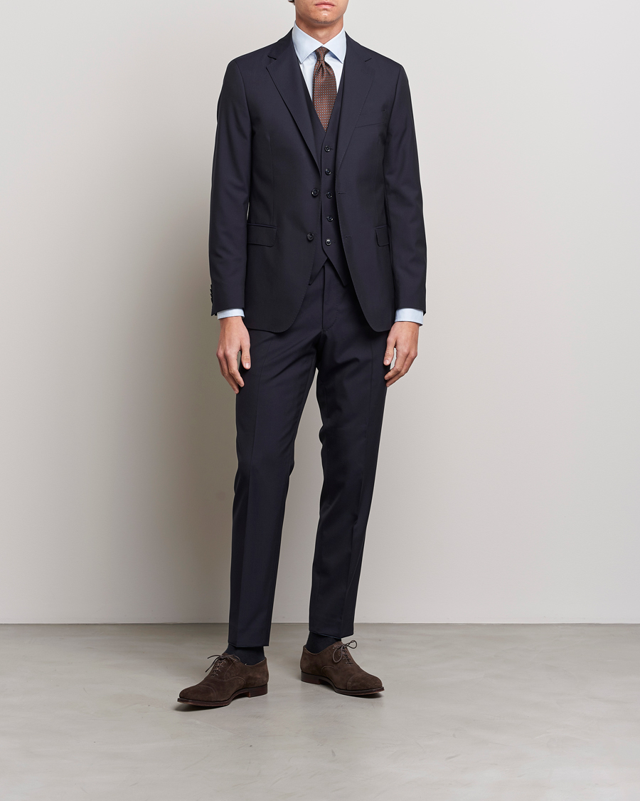 Men | Blazers | Oscar Jacobson | Carlo Wool Waistcoat Navy