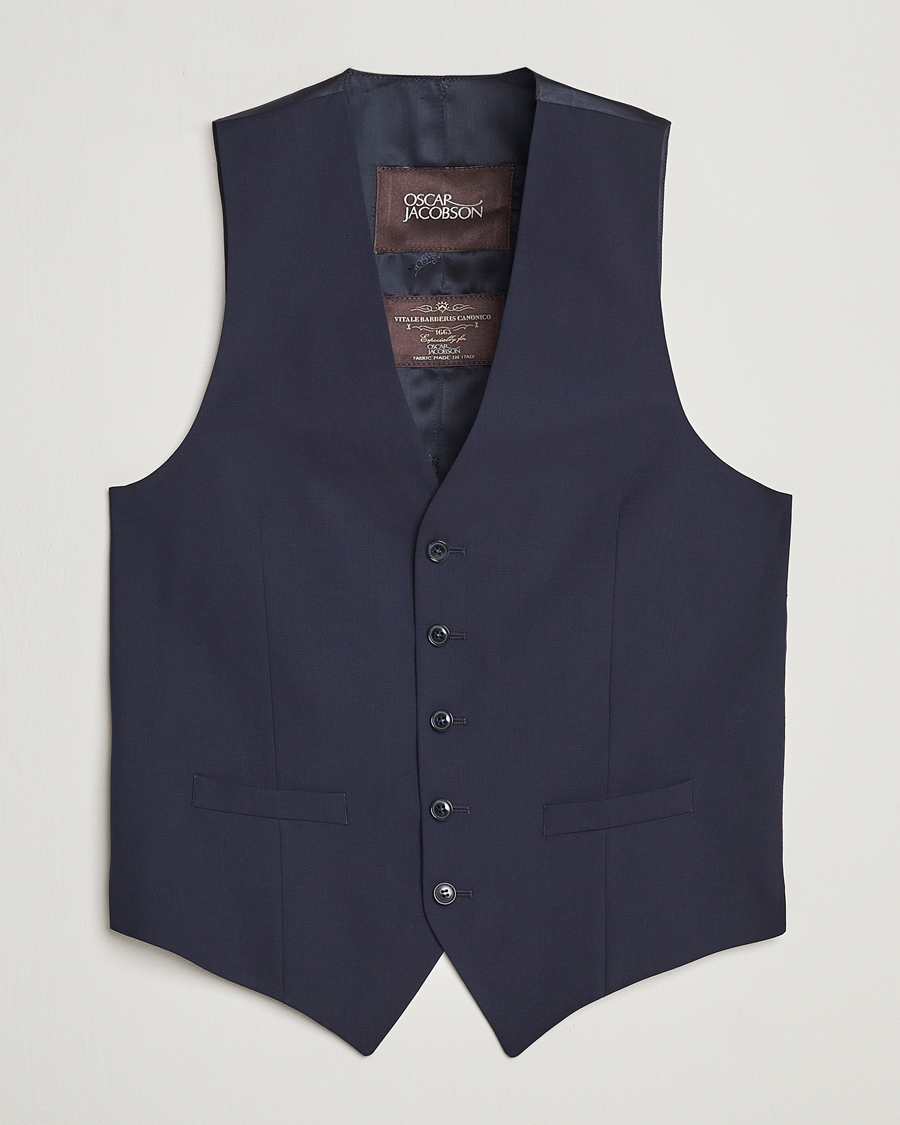 Men | Blazers | Oscar Jacobson | Carlo Wool Waistcoat Blue