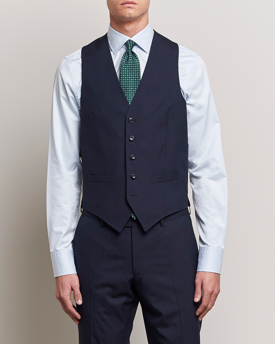 Men | Blazers | Oscar Jacobson | Carlo Wool Waistcoat Blue