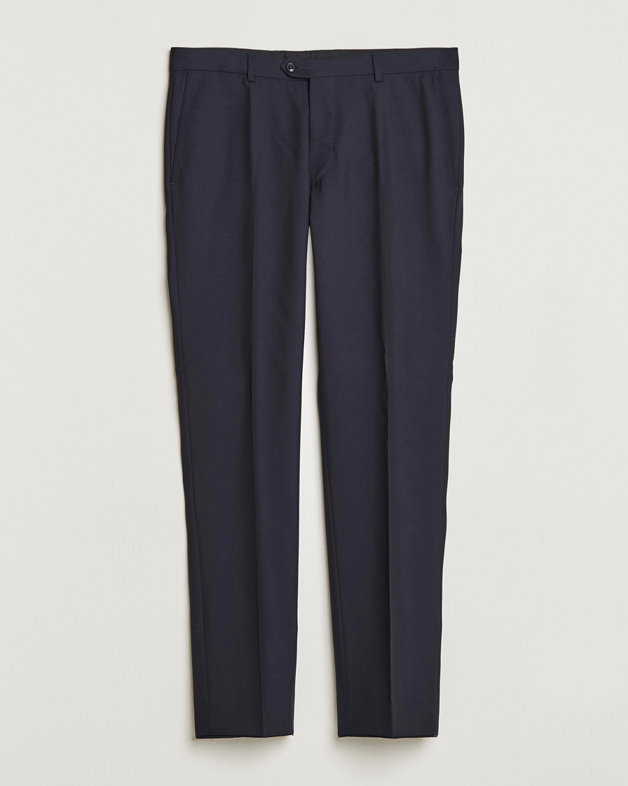 Men | Trousers | Oscar Jacobson | Denz Wool Trousers Navy