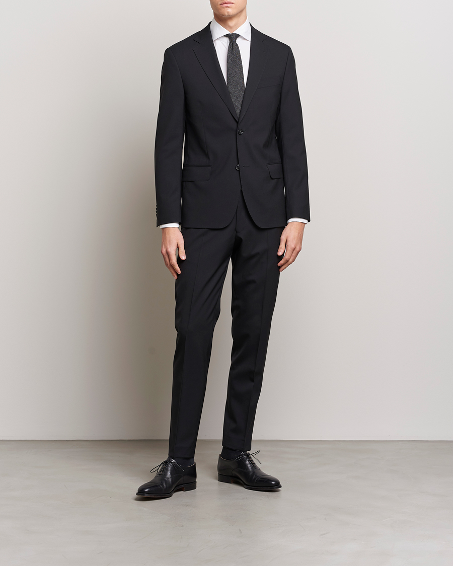 Men | Trousers | Oscar Jacobson | Denz Wool Trousers Black