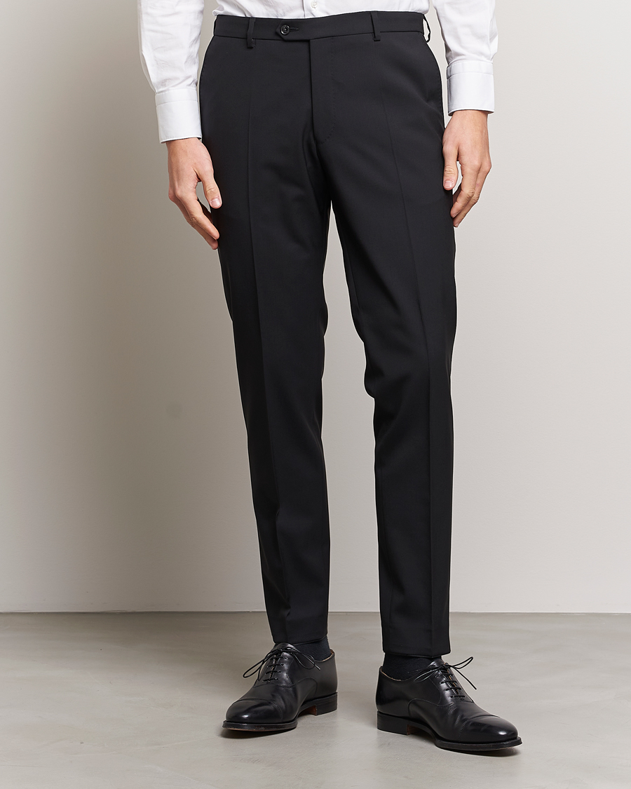 Men | Trousers | Oscar Jacobson | Denz Wool Trousers Black