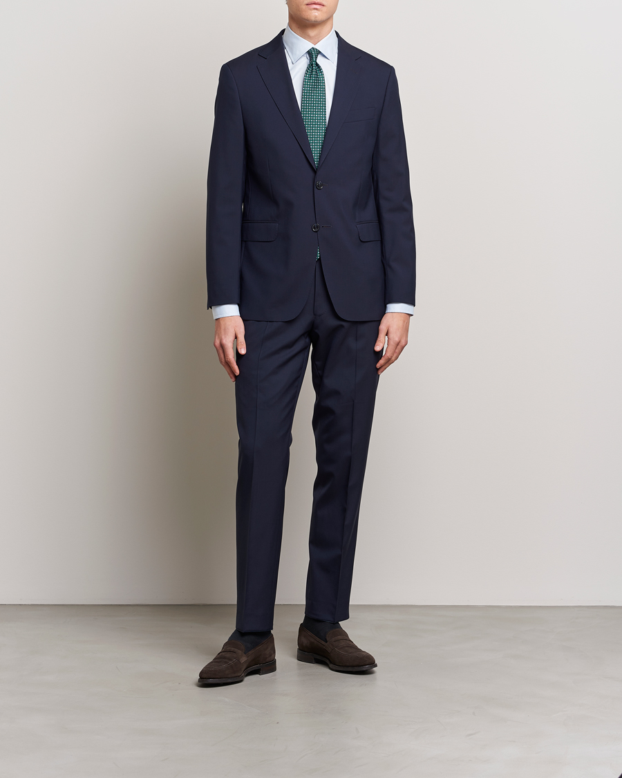 Men | Trousers | Oscar Jacobson | Diego Wool Trousers Blue