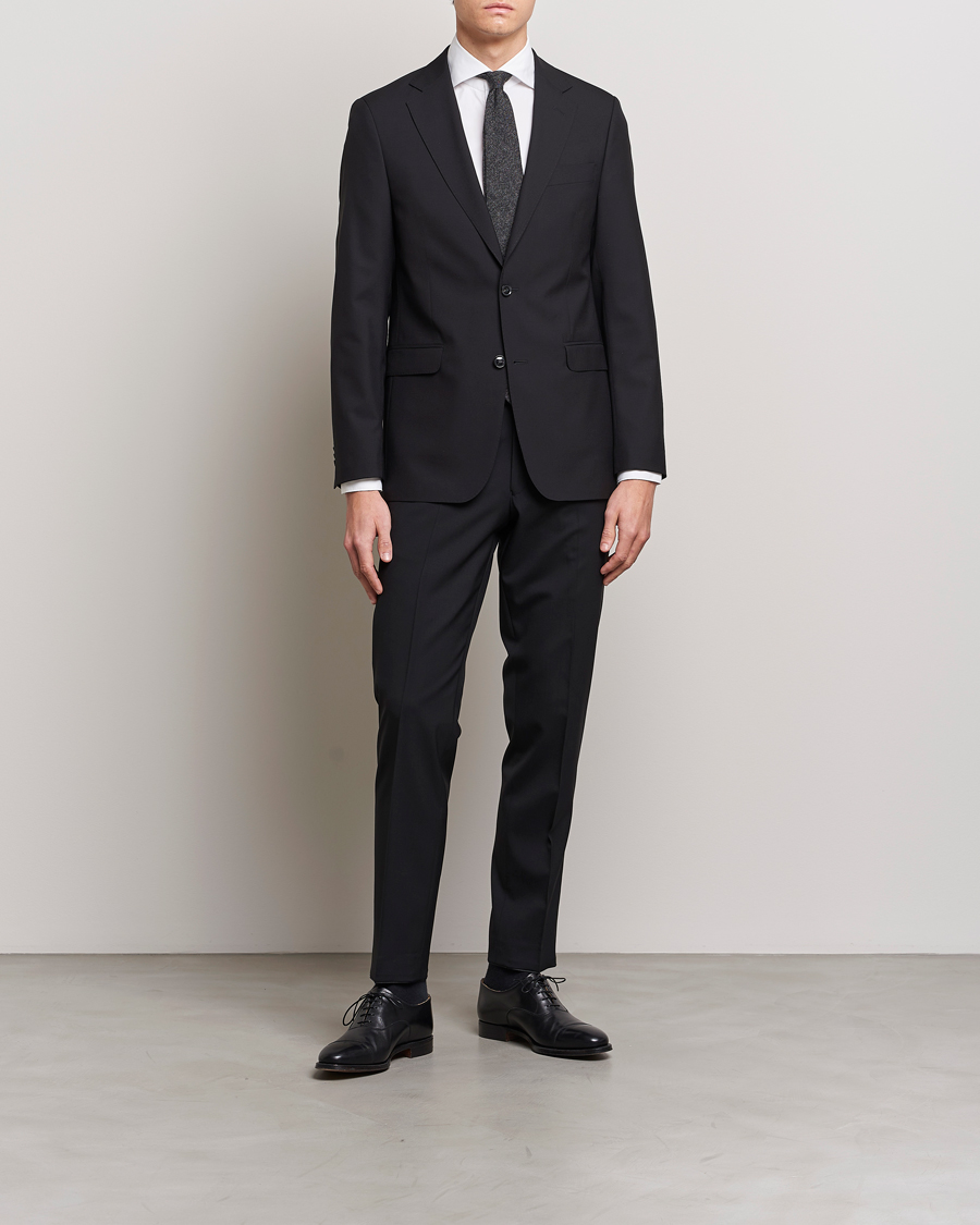 Men | Trousers | Oscar Jacobson | Diego Wool Trousers Black