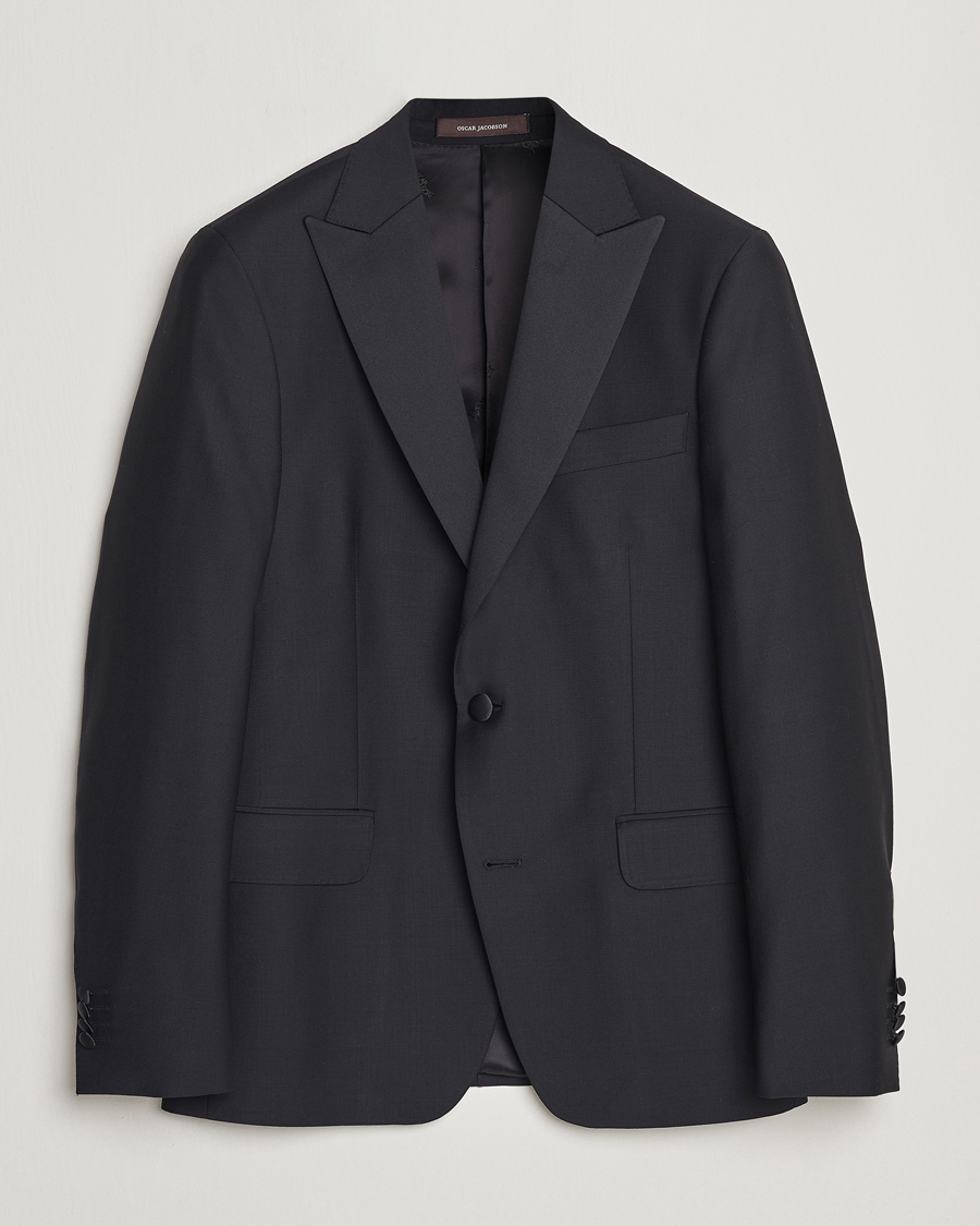 Men | Blazers | Oscar Jacobson | Elder Wool Tuxedo Blazer Black