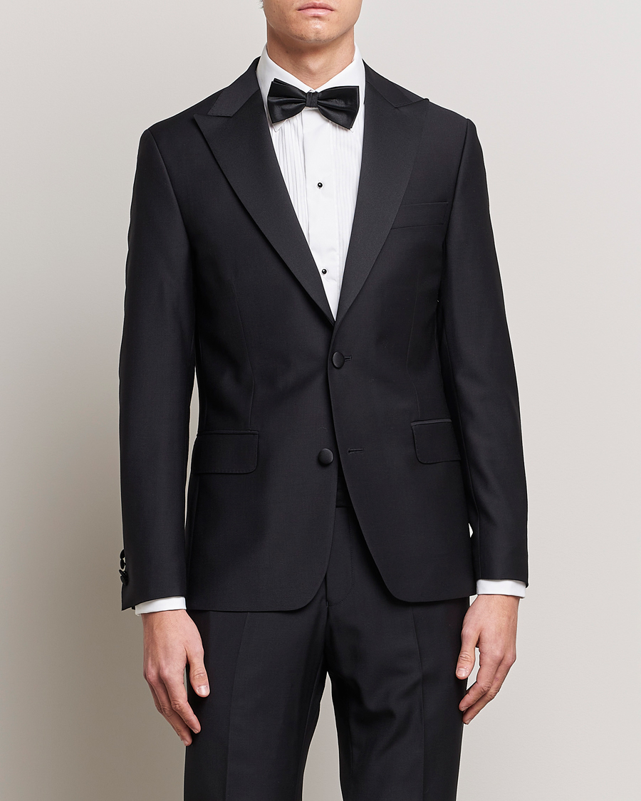 Men | Blazers | Oscar Jacobson | Elder Wool Tuxedo Blazer Black