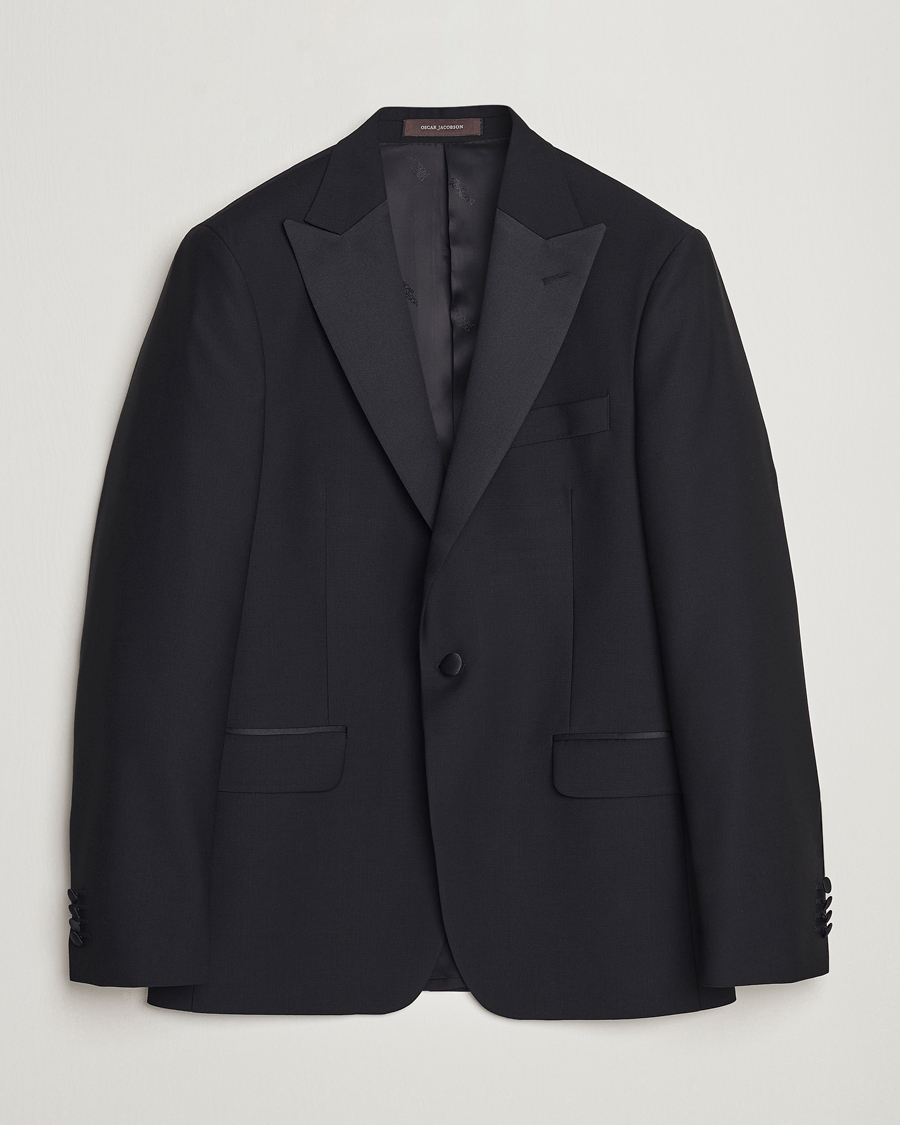 Men | Blazers | Oscar Jacobson | Frampton Wool Tuxedo Blazer Black