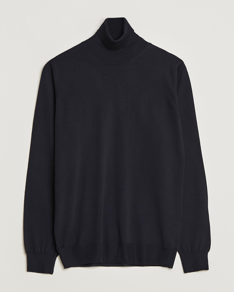 Men | Sweaters & Knitwear | Oscar Jacobson | Cole Merino Wool Rollneck Navy