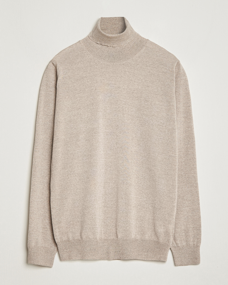 Men | Sweaters & Knitwear | Oscar Jacobson | Cole Merino Wool Rollneck Beige