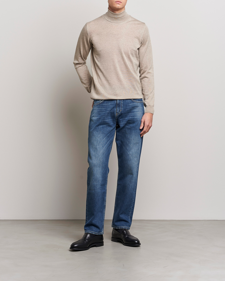 Men | Sweaters & Knitwear | Oscar Jacobson | Cole Merino Wool Rollneck Beige