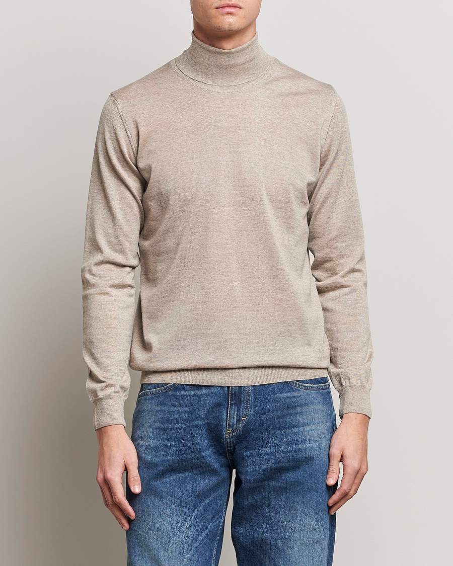 Men | Sweaters & Knitwear | Oscar Jacobson | Cole Merino Wool Rollneck Beige