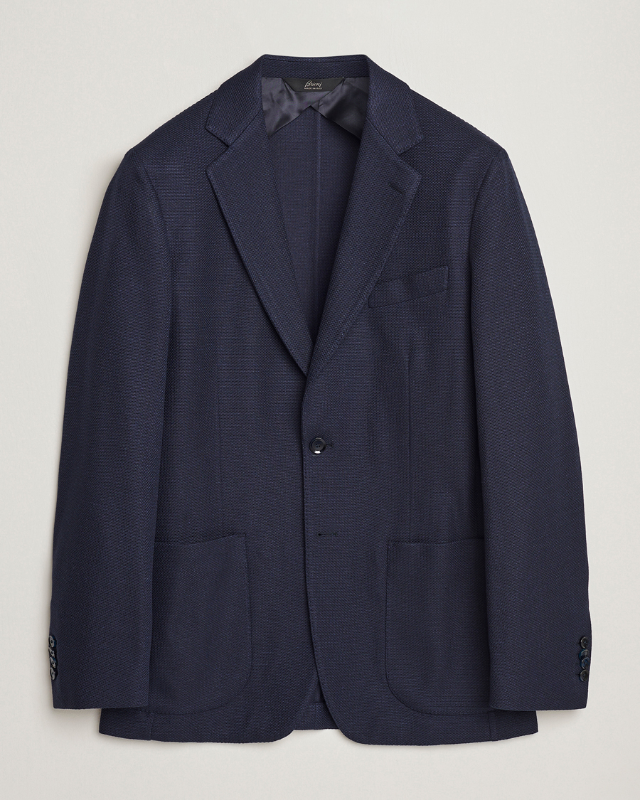 Men | Blazers | Brioni | Wool/Silk Jacquard Jersey Blazer Navy