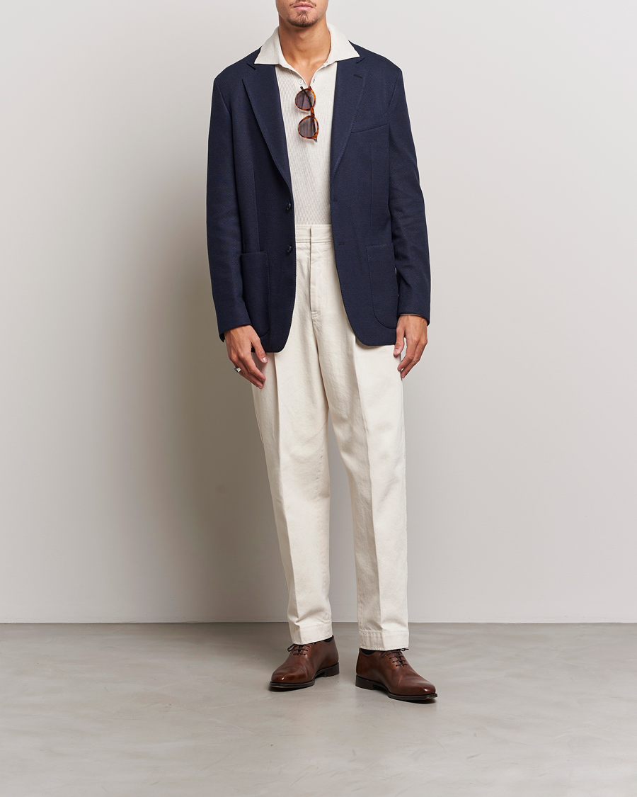 Men | Blazers | Brioni | Wool/Silk Jacquard Jersey Blazer Navy
