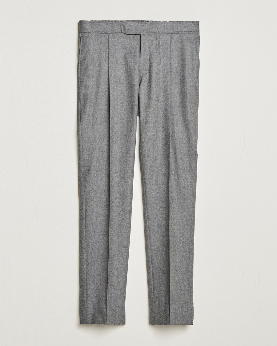Men | Trousers | Brioni | Melbourne Drawstring Flannel Trousers Grey Melange