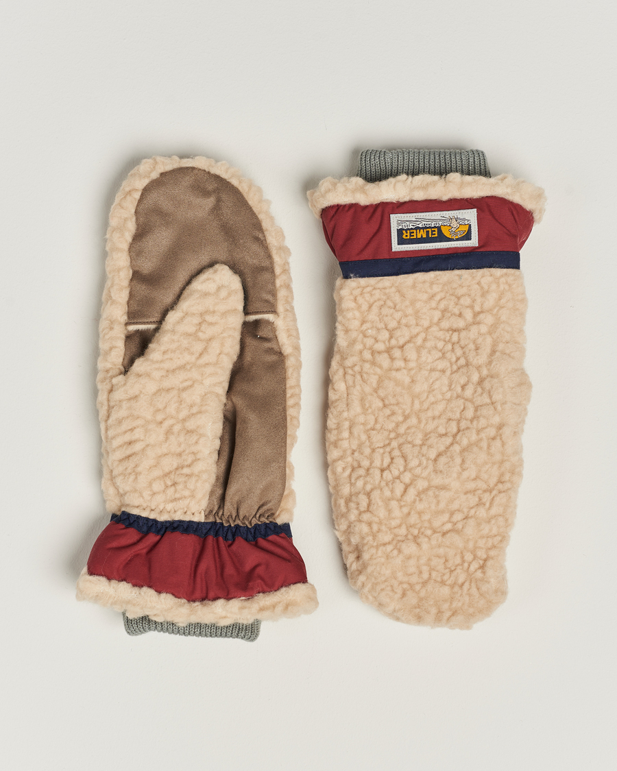Men | Gloves | Elmer by Swany | Miyo Wool Teddy Mittens Beige/Wine