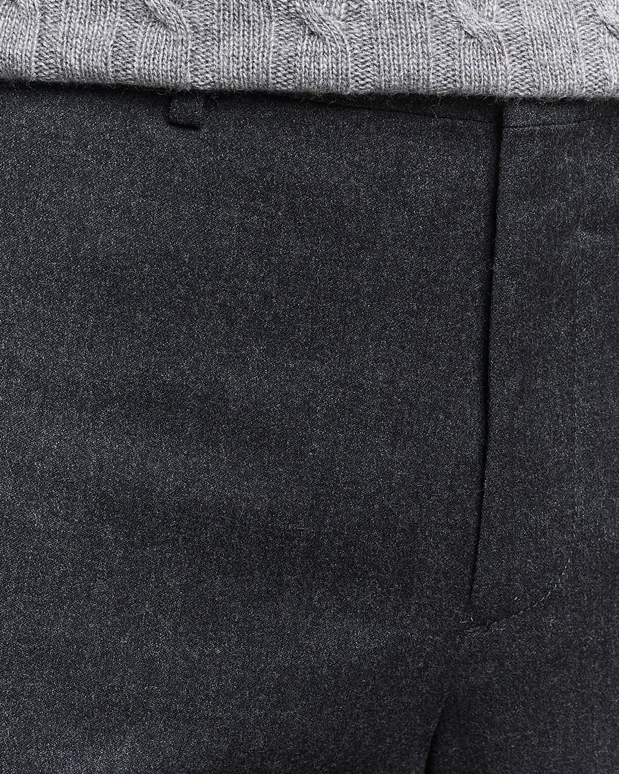 Men | Trousers | Canali | Slim Fit Washable Flannel Trousers Charcoal