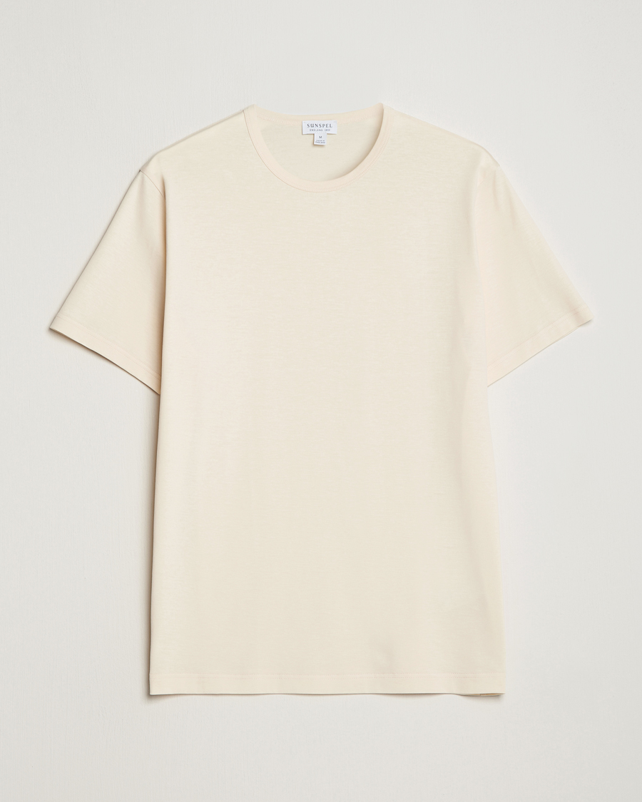 Men | T-Shirts | Sunspel | Crew Neck Q82 Cotton T-Shirt Undyed