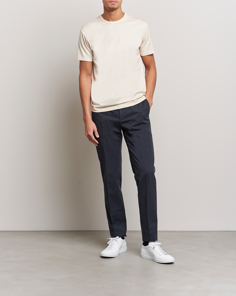 Men | T-Shirts | Sunspel | Crew Neck Q82 Cotton T-Shirt Undyed