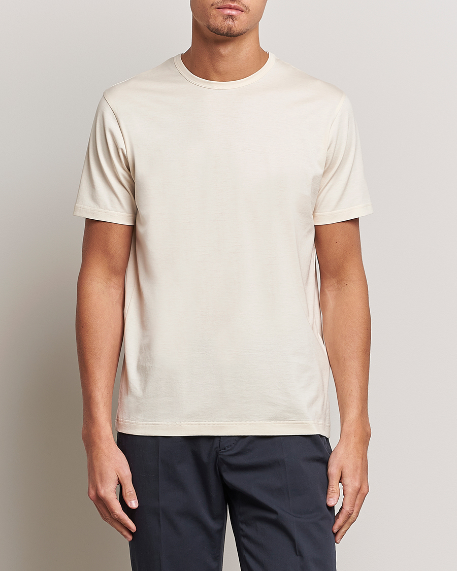 Men | T-Shirts | Sunspel | Crew Neck Q82 Cotton T-Shirt Undyed
