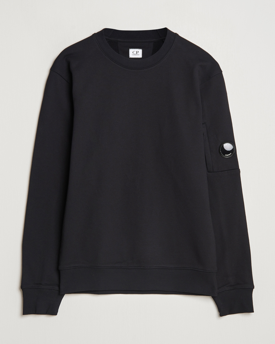 Men | Sweaters & Knitwear | C.P. Company | Diagonal Raised Fleece Lens Sweatshirt Black