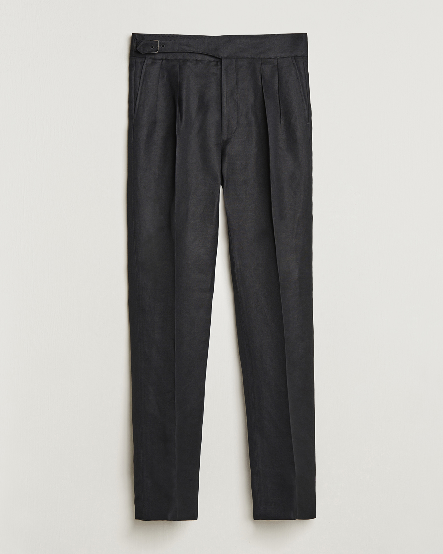 Men | Trousers | Ralph Lauren Purple Label | Byron Pleated Trousers Black
