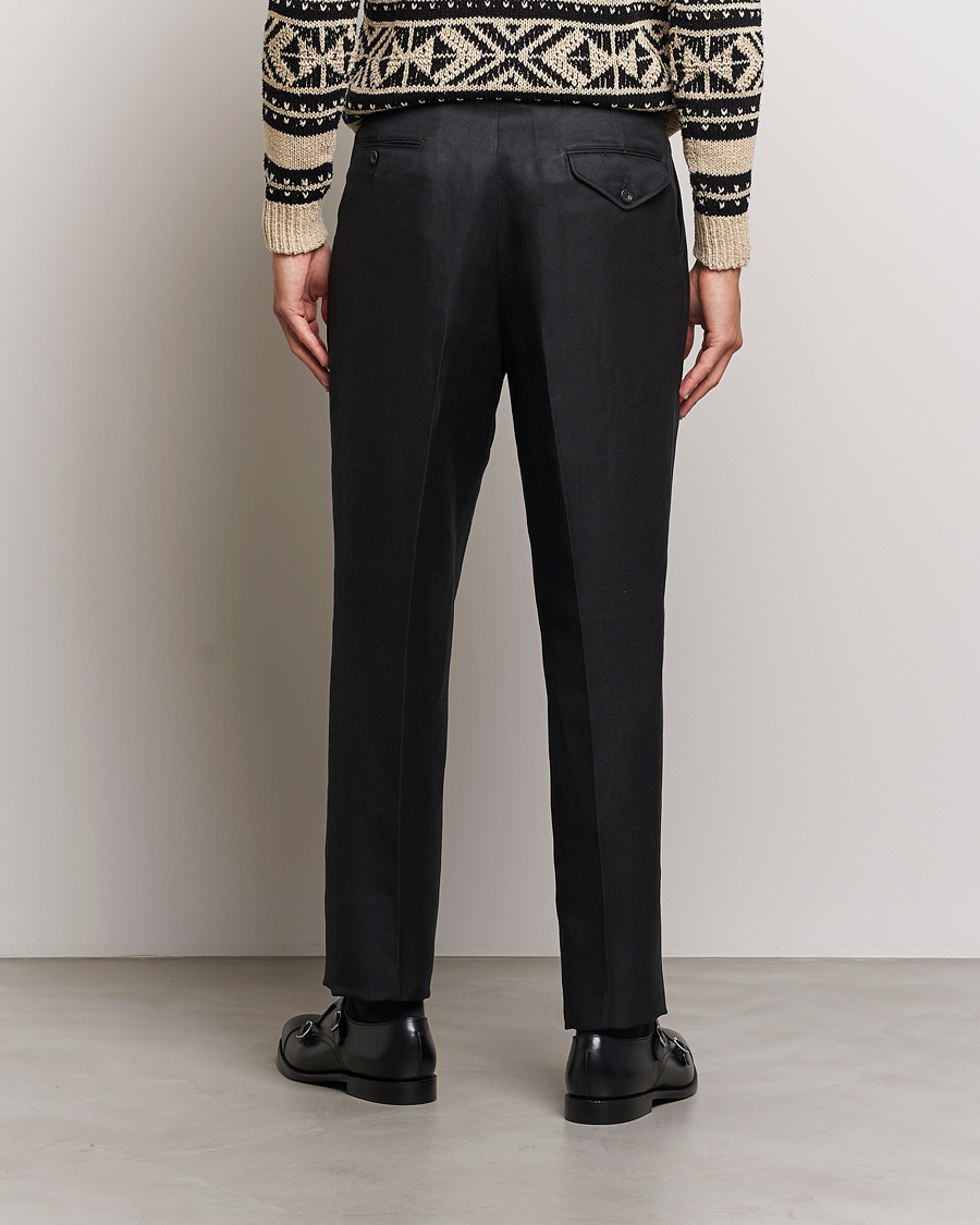 Men | Trousers | Ralph Lauren Purple Label | Byron Pleated Trousers Black