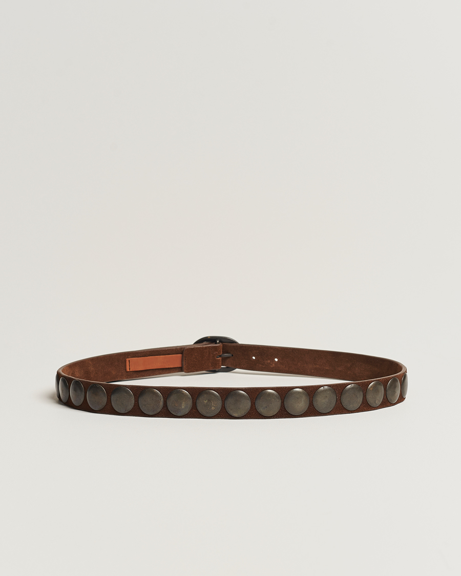 Men | Massimo Alba Mik Studded Suede Belt Tobacco | Massimo Alba | Mik Studded Suede Belt Tobacco