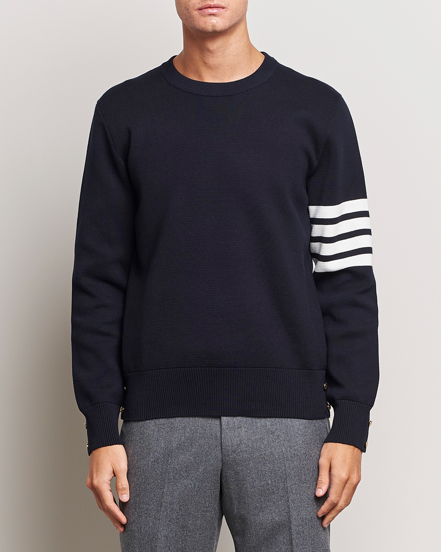 Men | Sweaters & Knitwear | Thom Browne | Milano Stitch Crew Neck Navy