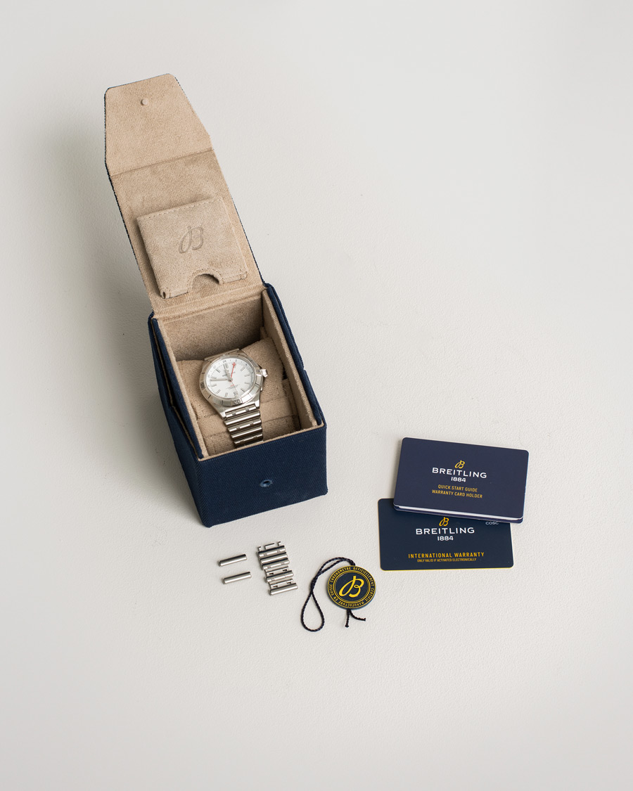 Men | Breitling Pre-Owned Chronomat GMT 40 A32398 Steel White | Breitling Pre-Owned | Chronomat GMT 40 A32398 Steel White