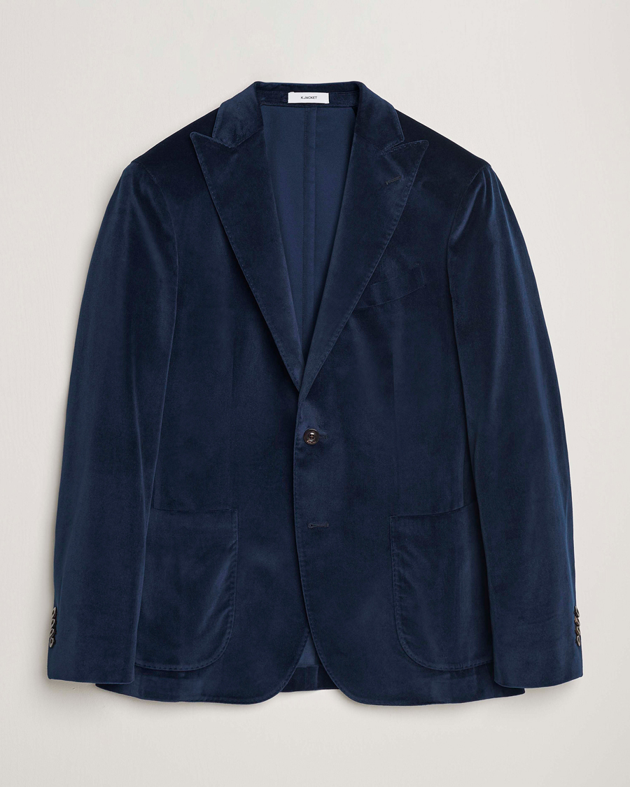 Men | Blazers | Boglioli | K Jacket Peak Lapel Velvet Blazer Navy