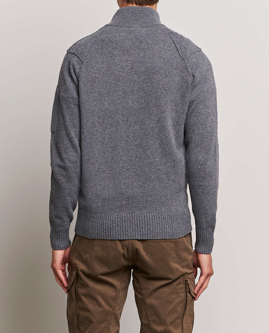 Men | Sweaters & Knitwear | C.P. Company | Lambswool Lens Half Zip Grey Marl