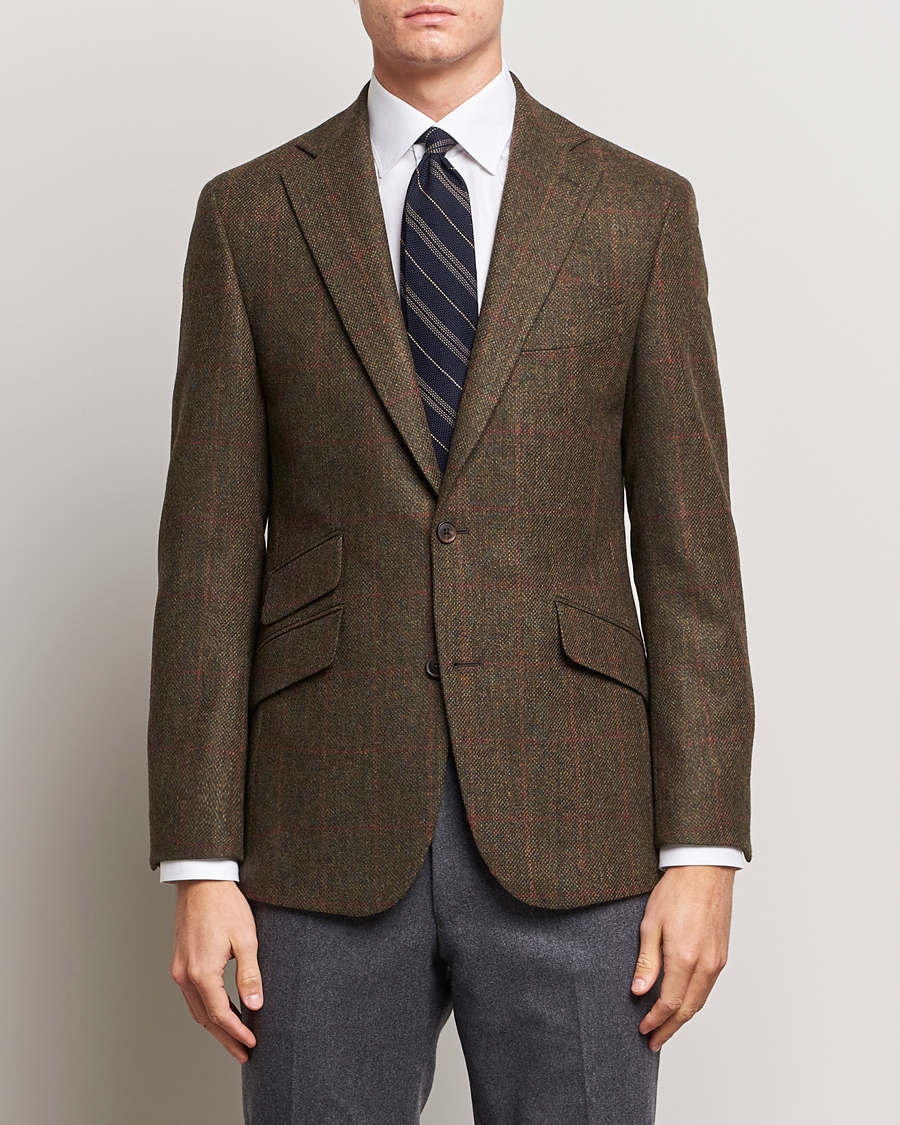 Men | Blazers | Walker Slater | Edward Lambswool Windowpane Blazer Green