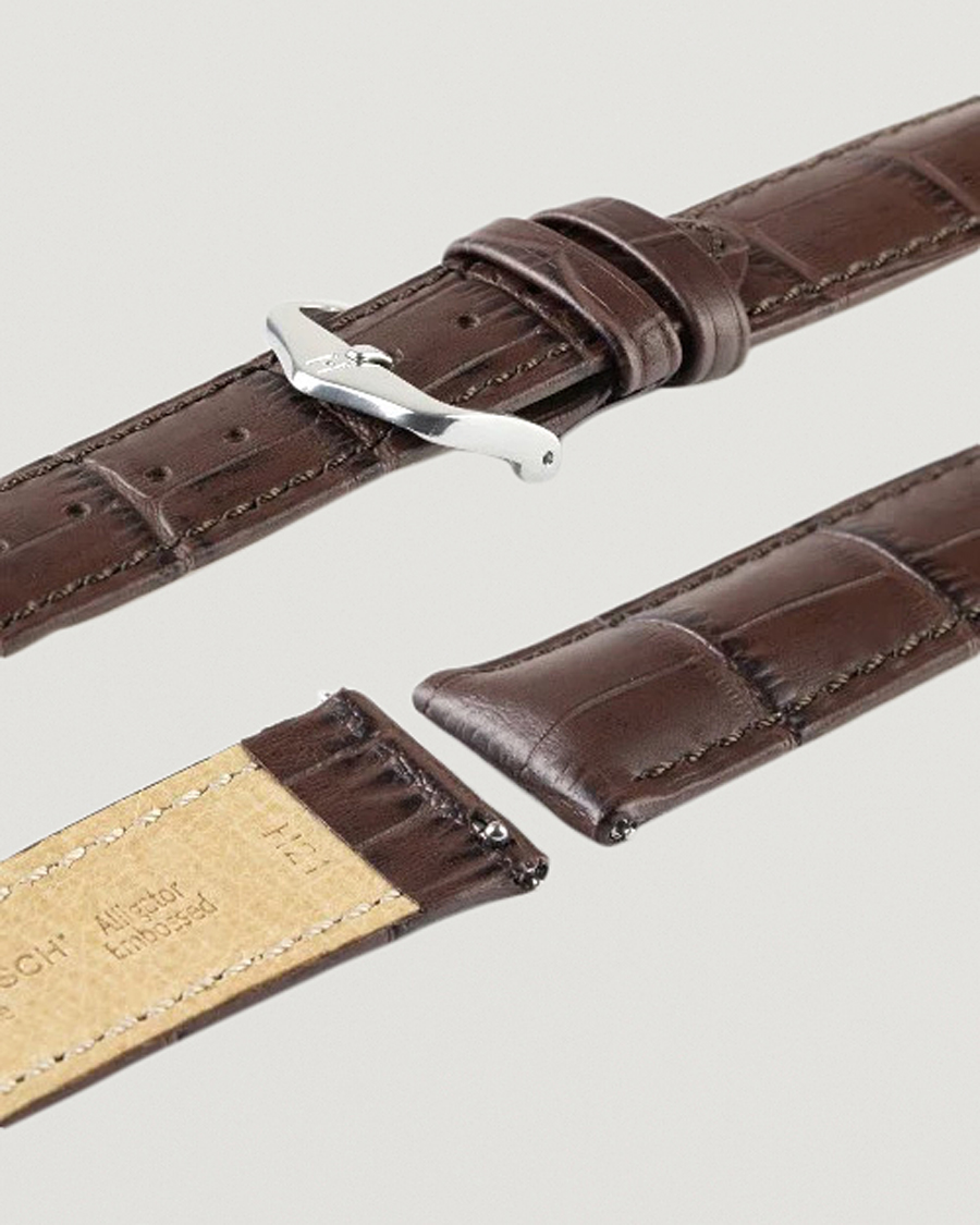 Men | Watch straps | HIRSCH | Duke Embossed Leather Watch Strap Brown