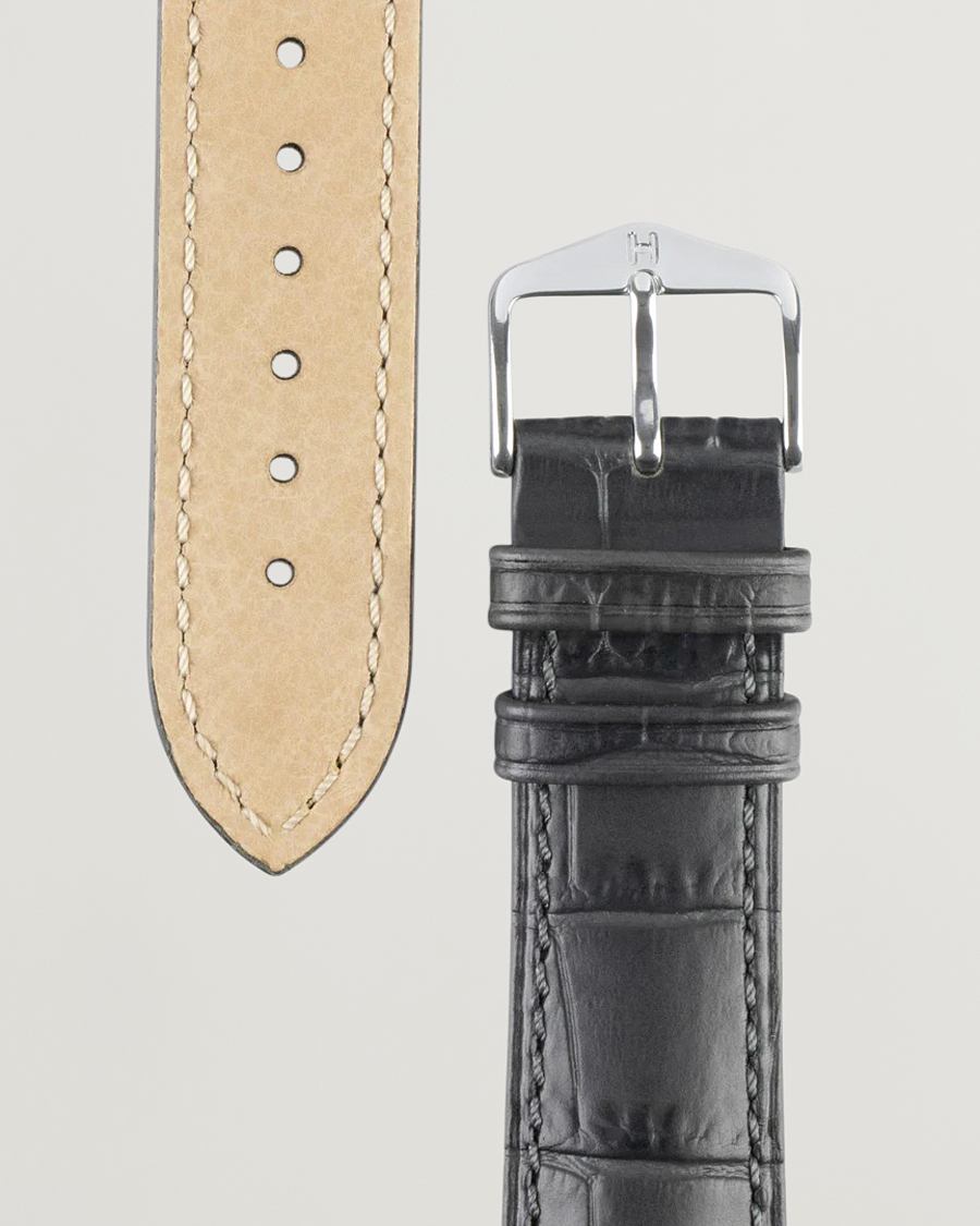 Men | Watch straps | HIRSCH | Duke Embossed Leather Watch Strap Grey